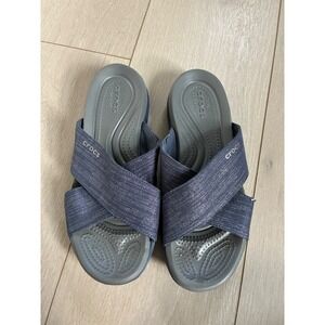 Crocs‎ Women Slip On Sandals Size 7 Blue Comfort Dual Comfort Slide